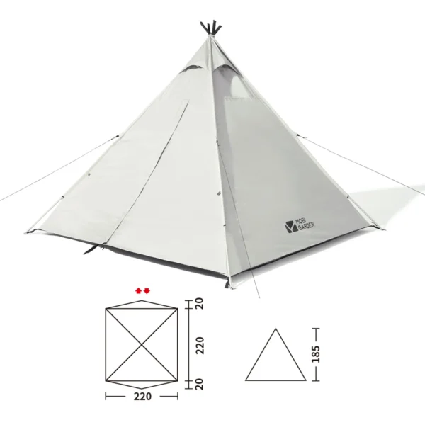 MOBI GARDEN Camping Tent Twilight Series Black Coating UV50+ Pyramid Tent Indian Tent Waterproof Windproof For 1-2 People - Image 6