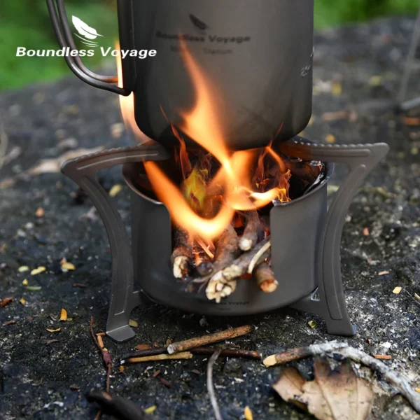 Boundless Voyage Ultralight Titanium Wood Burning Stove Camping Alcohol Stove Outdoor Multi-Fuels Mini Stove Small Stove - Image 5
