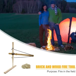 Fire Starter Bow Drill Kit Wood Bow Drill Friction Fire Tool Wooden Bow Drill Fire Starter Tool for Survival Practice