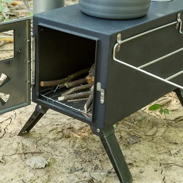 Folding FireWood Stove For Camping Tent Stove Portable Wood Heater Burning Carbon Steel Picnic BBQ Stove Grill Camping Supplies - Image 3