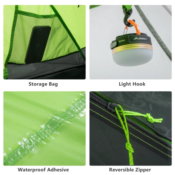 BISINNA 2 Person Ultralight Camping Tent 20D 380T Nylon Double Layer Waterproof Backpacking Tent for Hiking Travel with free mat - Image 2