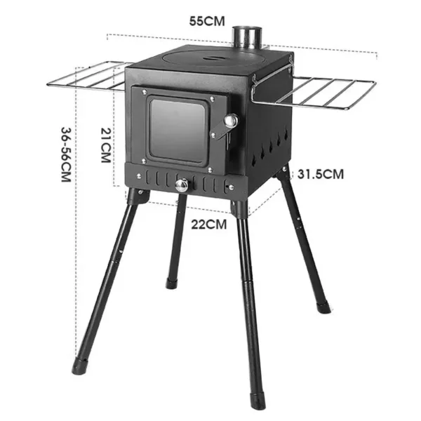 Camping Firewood Stove Portable Tent Wood Burning Stove With Chimney Folding Fire Wood Heater BBQ Stove Grill For Camp Fishing - Image 6