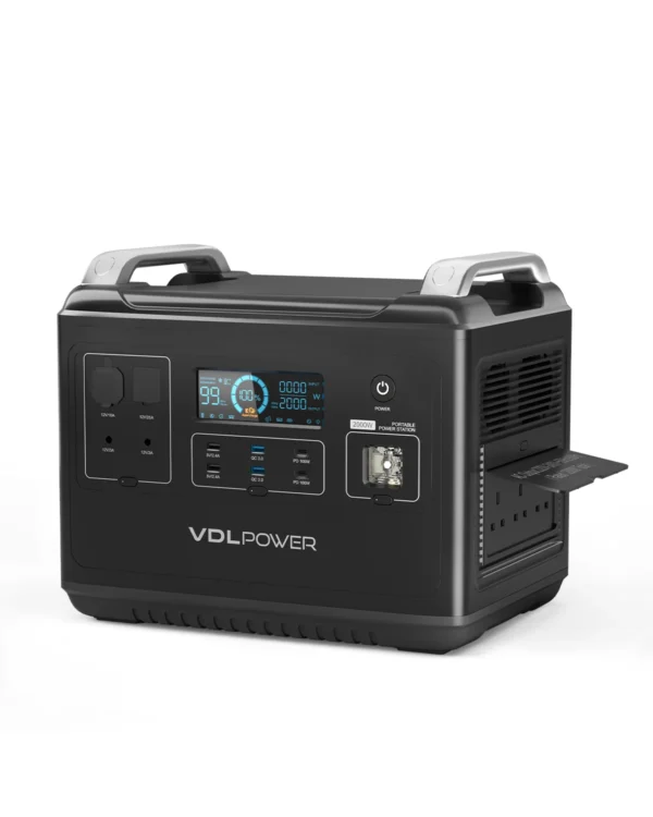 VDL HS2000 Portable Power Station 1997WH, LiFePO4 Battery , Fully Charged in 2 Hours, 3 AC 230V Outputs, USB/Type C Outlets