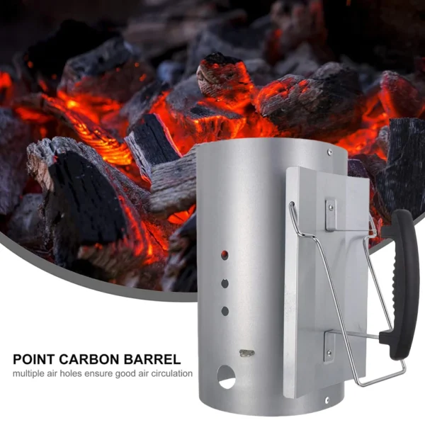 Stainless Steel Charcoal Grill Chimney Starter BBQ Chimney Starter Charcoal Fire Barrel for Charcoal Grill and Barbecue - Image 2