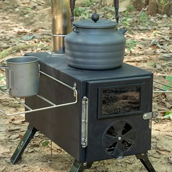 Folding FireWood Stove For Camping Tent Stove Portable Wood Heater Burning Carbon Steel Picnic BBQ Stove Grill Camping Supplies - Image 2