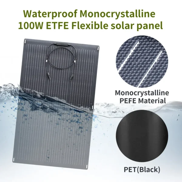 ALLPOWERS Flexible Solar Panel 100W Monocrystalline Solarpanel Solar Module Solar Cell Photovoltaic for Boat Roofs Garden RV - Image 4
