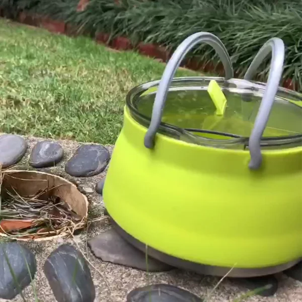 Foldable Water Kettle Lightweight Camping Kettle Compact Silicone Water Pot with Ergonomic Handle Collapsible Hot Water Boiler - Image 5