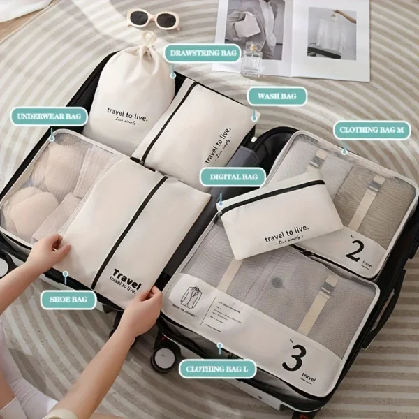 7-Piece Travel Bag Set - Spacious Luggage Packing Cubes, Multi-Compartment Clothes Underwear Organizer, Dedicated Shoes Bag for - Image 4