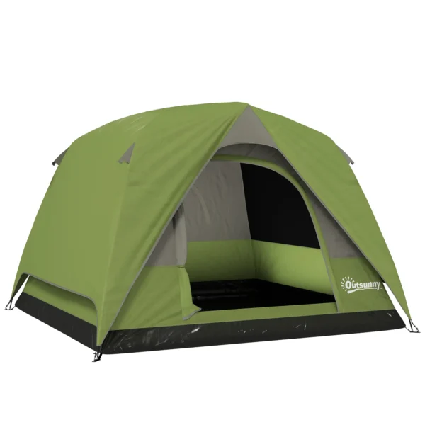 Outsunny 3-4 Person Camping Tent, Easy Set Up Waterproof Dome Tent with Sewn-in Groundsheet, Mesh Windows, Pocket and Hook - Image 2