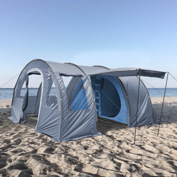 Large Tunnel Camping Tent Multi-person Family Tent Portable Family Hiking Shelter Windproof and Sunscreen - Image 3