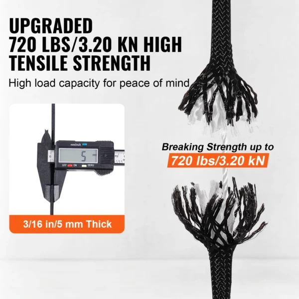 VEVOR 3/16 inch x 250/1000ft Nylon Cord 32-Strand Design Multi-Purpose Rope for Outdoor Adventures Tree Work Emergency Situation - Image 5