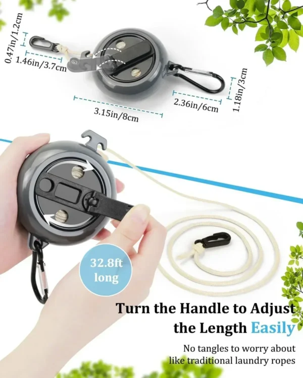 Portable Travel Clothesline,32.8ft Retractable Clothesline,Camping Clothes Line,for Hanging Clothes Outside, Indoor or Outdoor - Image 2