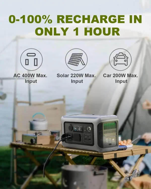 ALLPOWERS R600 Solar Generator with SolarPanel (Optional), 600W 299Wh LiFePO4 Portable Power Station with Solar Charger for Camp - Image 4