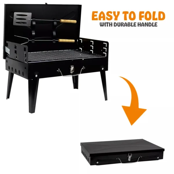 Portable Folding Charcoal BBQ Barbecue Camping Grill Travel Picnic Outdoor - Image 2