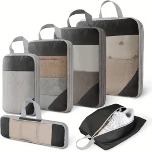 6pcs, Compression Packing Cubes Travel Accessories Expandable Packing Organizers
