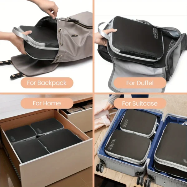 3-Piece Travel Organizer Set, Compression Packing Cubes, Nylon Dustproof Bags With Handle Design Toiletry travel bag Money Viaje - Image 5