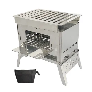 Foldable Outdoor Firewood Stove Portable Folding Barbecue Firewood Stove Multifunction for Fishing Hiking for Backpacking Picnic