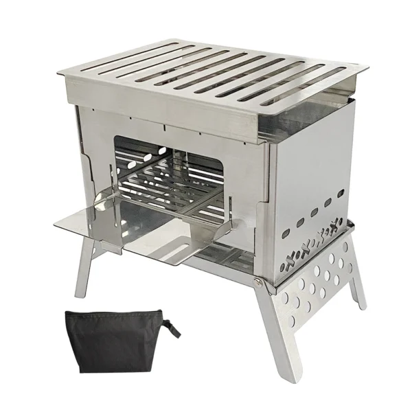 Foldable Outdoor Firewood Stove Portable Folding Barbecue Firewood Stove Multifunction for Fishing Hiking for Backpacking Picnic