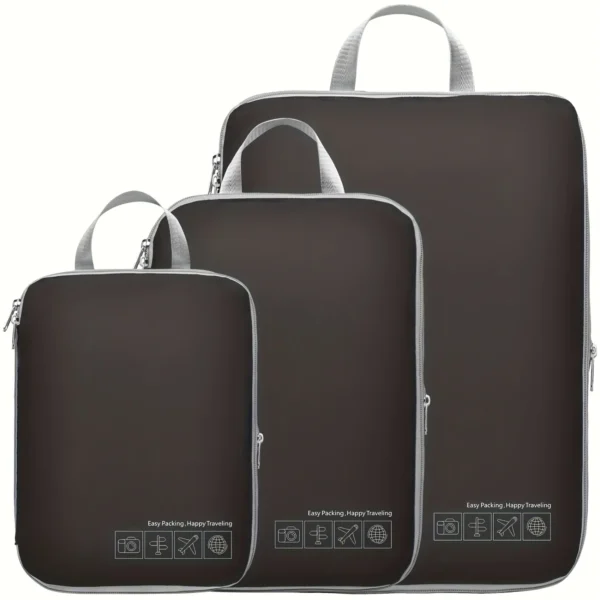 3-Piece Travel Organizer Set, Compression Packing Cubes, Nylon Dustproof Bags With Handle Design Toiletry travel bag Money Viaje