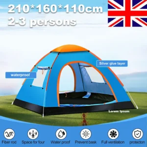 Camping Beach Festival Tents Pop-Up Style 2-3 Person Portable Hiking Polyester