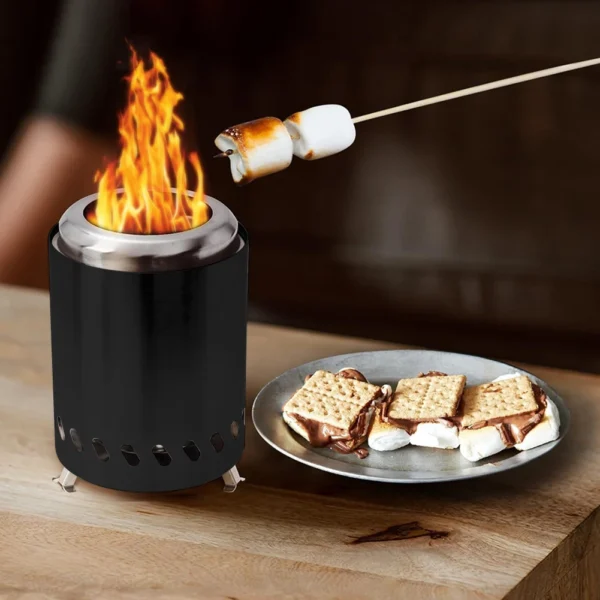 Smokeless Tabletop Fire Pit Stainless Steel Indoor Outdoor Table Top Firepit Portable Mini Stove for Patio Camping