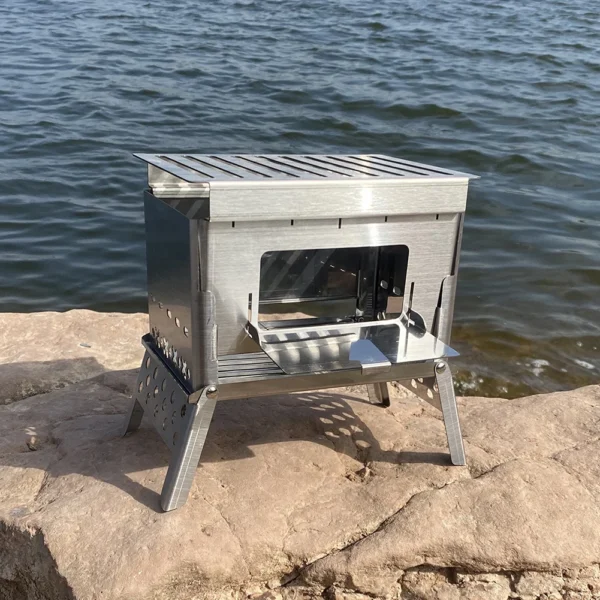Foldable Outdoor Firewood Stove Portable Folding Barbecue Firewood Stove Multifunction for Fishing Hiking for Backpacking Picnic - Image 3