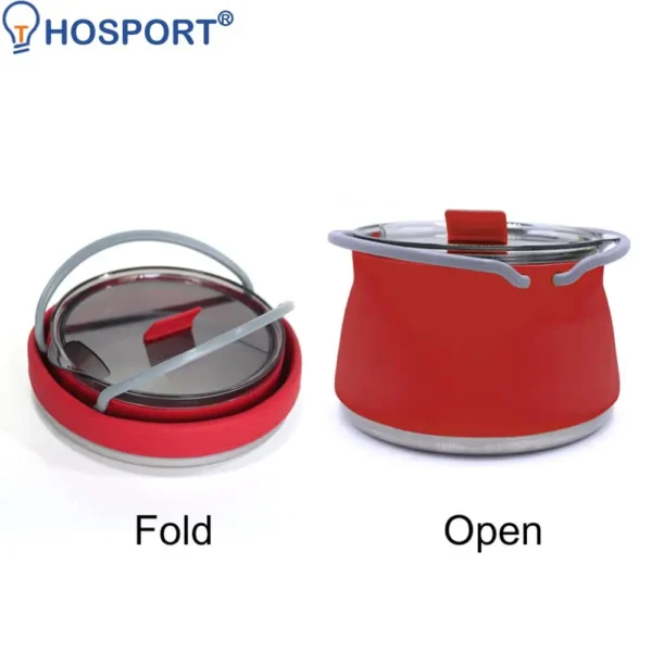 Foldable Water Kettle Lightweight Camping Kettle Compact Silicone Water Pot with Ergonomic Handle Collapsible Hot Water Boiler - Image 4