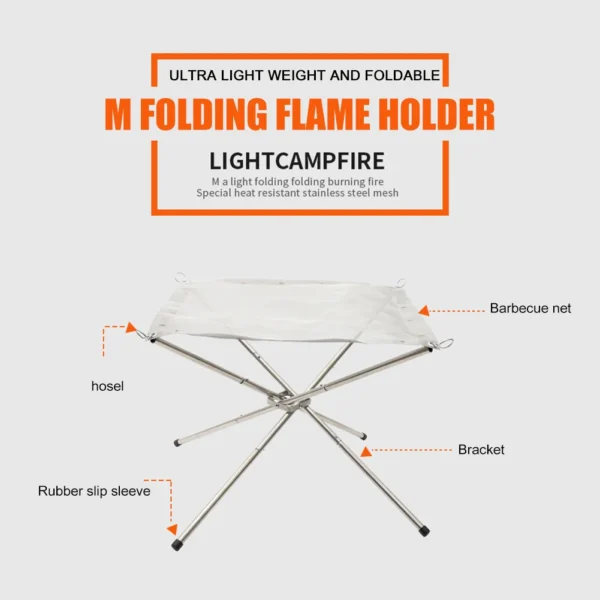 Stainless Steel Mesh Fire Pits Fireplace Foldable Outdoor Camping Campfire Fire Rack Portable Fire Pit for Camping Outdoor - Image 2