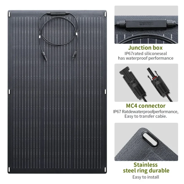 ALLPOWERS Flexible Solar Panel 100W Monocrystalline Solarpanel Solar Module Solar Cell Photovoltaic for Boat Roofs Garden RV - Image 3