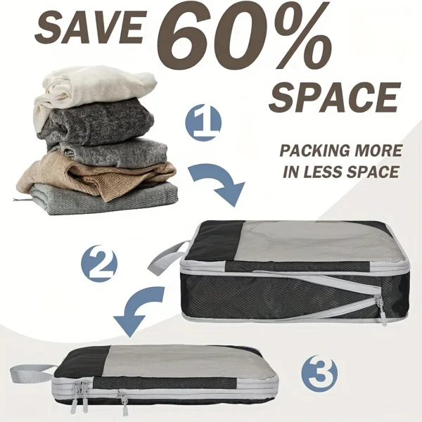 6pcs, Compression Packing Cubes Travel Accessories Expandable Packing Organizers - Image 4
