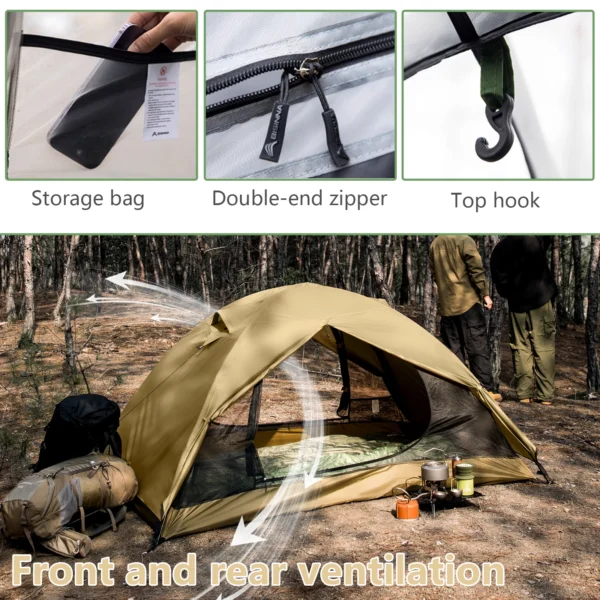 BISINNA Camping Tent 2 Persons Portable Waterproof Backpacking Tent Double-layer Outdoor Hiking Travel Camping Equipment - Image 3