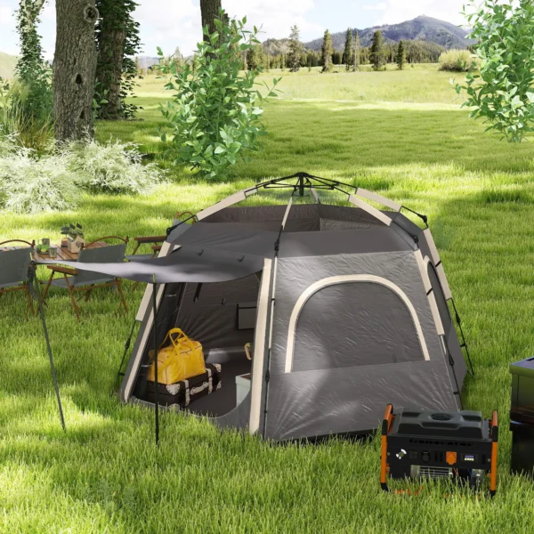 Outsunny Instant Camping Tent, 2/3/4 Person Easy Setup Dome Family Tent with Vestibule, Rainfly, 4 Mesh Windows & 2 Doors - Image 5