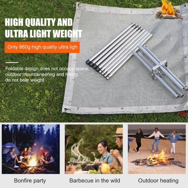 Stainless Steel Mesh Fire Pits Fireplace Foldable Outdoor Camping Campfire Fire Rack Portable Fire Pit for Camping Outdoor - Image 4