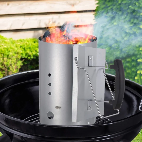 Stainless Steel Charcoal Grill Chimney Starter BBQ Chimney Starter Charcoal Fire Barrel for Charcoal Grill and Barbecue - Image 3