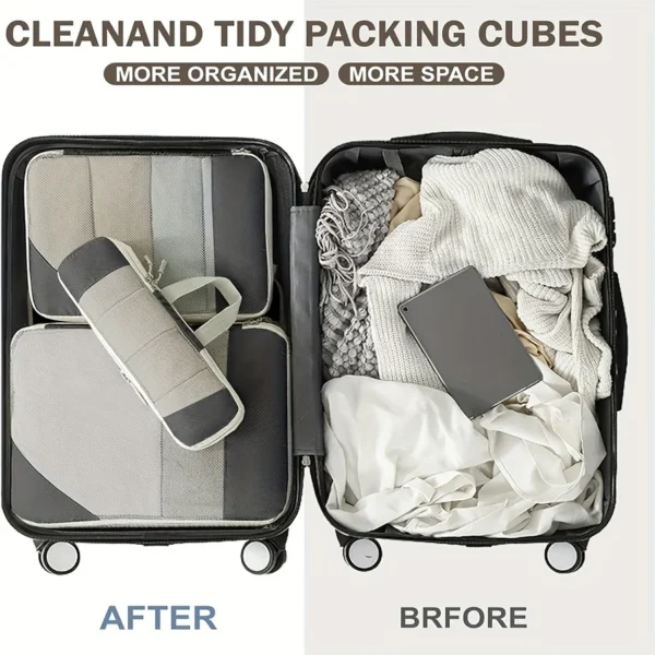 6pcs, Compression Packing Cubes Travel Accessories Expandable Packing Organizers - Image 3