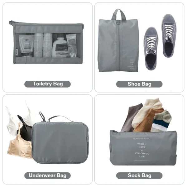 Waterproof Packing Cubes 8pc Set for Suitcases Travel Packing Organizer With Double Zipper Pulls Mesh Top 100% Durable Polyester - Image 4
