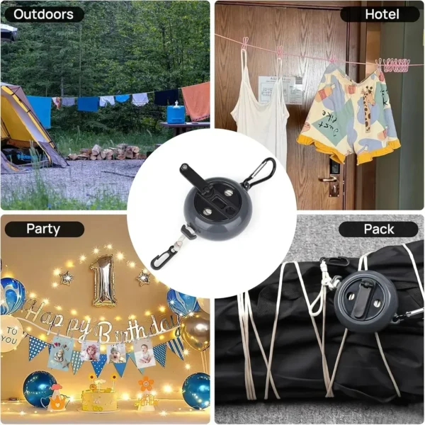 Portable Travel Clothesline,32.8ft Retractable Clothesline,Camping Clothes Line,for Hanging Clothes Outside, Indoor or Outdoor - Image 6