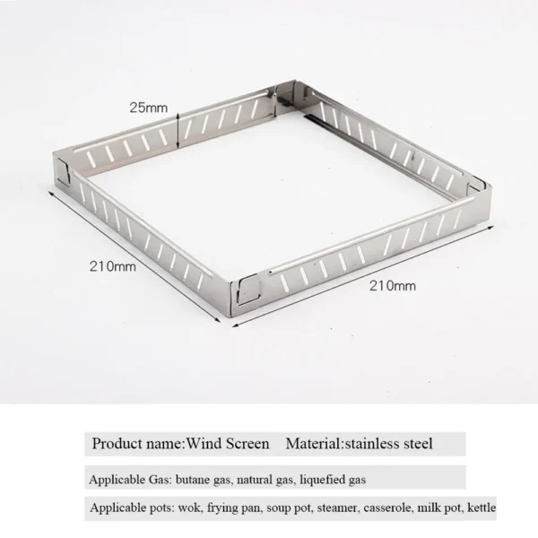 Stainless Steel Camping Stove Windscreen - Foldable Windproof Shield for Gas/Butane/Alcohol Burners, BBQ Hiking Equipment - Image 3
