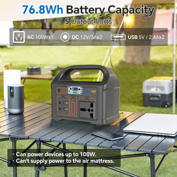 Gaiaray 100W Portable Power Station 110V 220V Outdoor UPS Solar Generator 76.8Wh LiFePO4 Battery Charging Station for Camping - Image 5