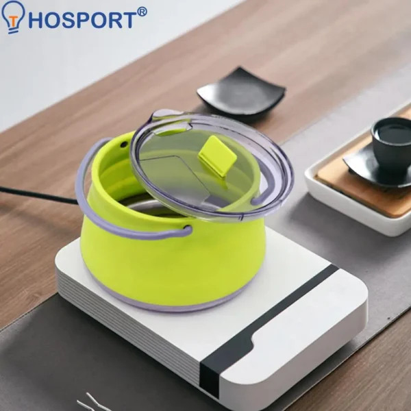 Foldable Water Kettle Lightweight Camping Kettle Compact Silicone Water Pot with Ergonomic Handle Collapsible Hot Water Boiler